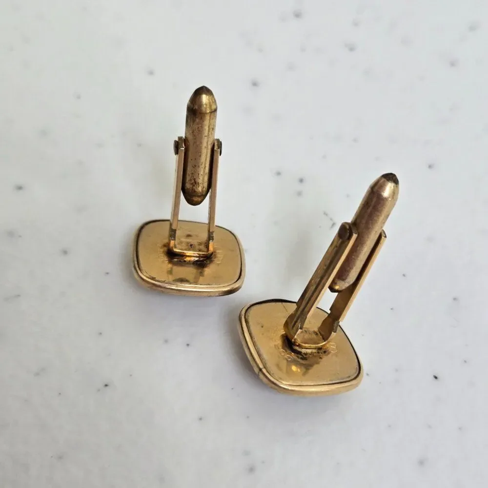 Correct Quality Cufflinks Red Rhinestone Gold Tone Vintage Square Geometric
